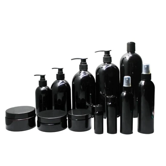 Boston rotondo nero lucido lavaggio a mano bottiglia vuota gel doccia bottiglia di imballaggio bottiglie di shampoo in plastica per animali domestici con pompa